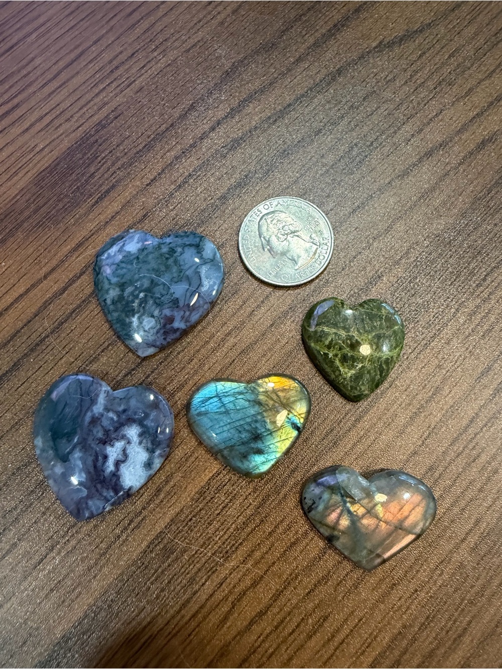 Heart-Shaped Polished Cabochons - Multi-Color Iridescent
